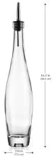 Elegant Set of 2 14oz Teardrop Oil and Vinegar Cruet Dispenser Bottles Clear Glass- Stainless Steel Jigger For Easy Flow