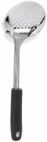 Dominion Skimmer Spoon - Stainless Steel Slotted Spoon & Comfortable Soft Grip Handle - Durable Food Grade Strainer Spoon For Draining, 13 inch
