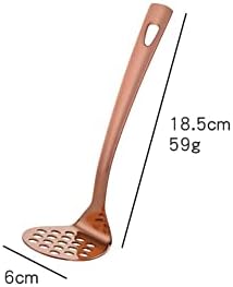 Stainless Steel Rose Gold Potato Masher with Long Handle, Sturdy Potato Smasher, Integrated Masher Kitchen Tool Perfect for Vegetable, Fruits, Meat, Bean, Avocado, Disherwash Safe, 7.28 Inch