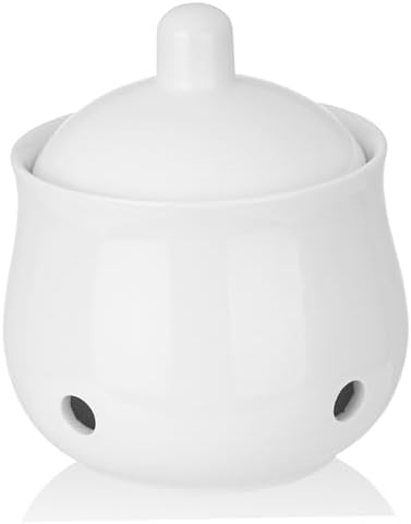 Garlic Keeper for Counter Ceramic Garlic Holder with Lid Breathable Holes Storage Container for Kitchen Countertop Holder