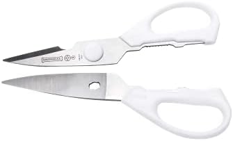 Mundial Take-A-Part Kitchen Shears 8.5”, Stainless Steel Blades, White Handle – Detachable, Dishwasher Safe, Multipurpose Food Prep Scissors (Pack of 2)