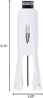Cork Pops Legacy Wine Opener Built-in 4-Blade Foil Cutter Safe Cork Removal, Effortless Push Button Use, Needle Guard for Safety, Low-Pressure Cartridge Opens Up To 60 (White, With 1 Cartridge)