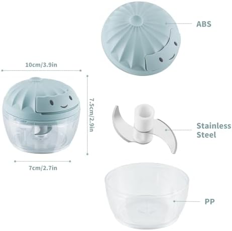 Garlic Chopper Mini Manual Hand Food Chopper for Kitchen Onion Dicer Crusher Garlic Mincer Blue 160ml