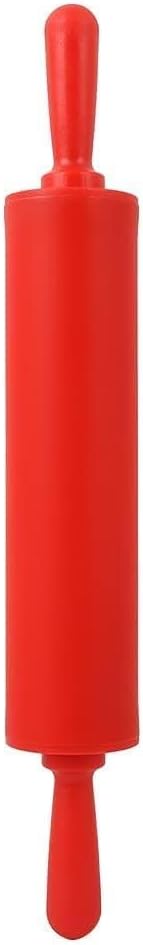Rolling Pin for Baking, 12 Inch Non-Stick Silicone Handle Rolling Pin for Kitchen Pizza, Bread, French Fondant, Dough, Pie Cookie(red)