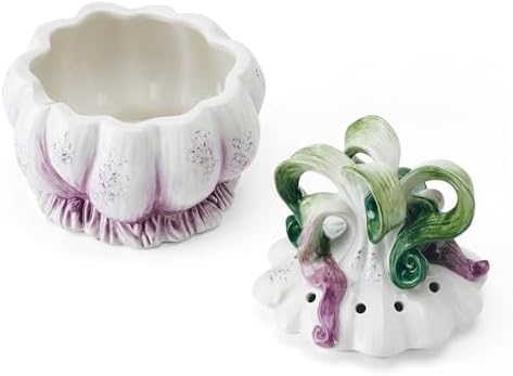 Fitz and Floyd Sicliy Green Ceramic Garlic Keeper Storage Saver