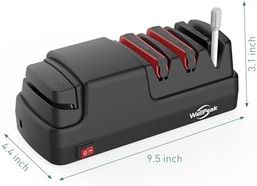 4-Stage Professional Electric Knife & Scissor Sharpener for Home Commercial Chef, Diamond Abrasive for Straight Edge Chef Knives, Detachable Ceramic Hone Rod for Serrated Knives Polishing