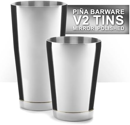 Piña Barware Stainless Steel Commercial Bar Boston Shaker Tin Set - 28oz. & 18oz. / Mirror Polished Finish (V2-1 Pair)