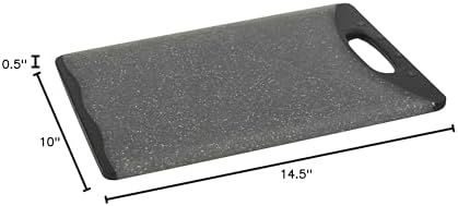 Home Basics CB44822 Dual Sided Plastic Cutting Board, 10" x 15", Granite Gray