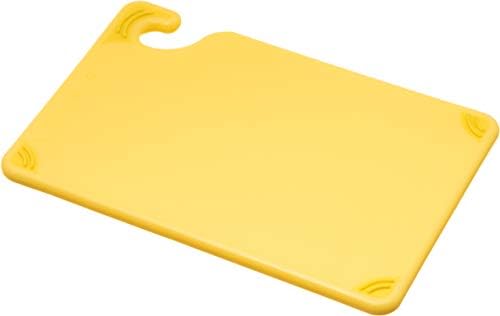 San Jamar Saf-T-Grip Plastic Cutting Board with Safety Hook, 6" x 9" x 0.375", Yellow, 6 Count