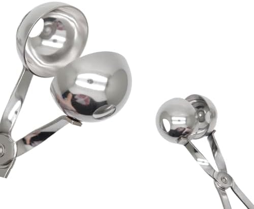 2 Pcs Meatball Maker Tongs None-Stick Meatball Maker Stainless Steel Meat Ballers Scoop Ball Maker Ice Tongs for Meat, Cake Pop, Ice Cream Scoop, Fruit, Cookie Dough, Melon - Black(M Size)