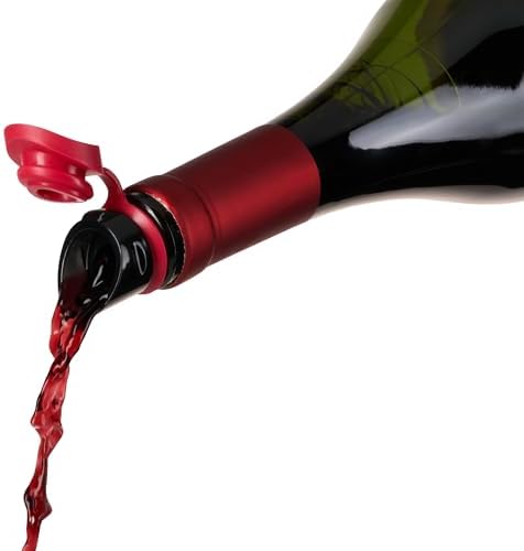 Innovine Wine Aerator Pourer with Built In Stopper, Tilt Design to Enhanced Flavor and Smooth Taste, Easy Pour, No Drip, Perfect for Red & White Wines, Home Bar Accessories, Set of 1, Raspberry