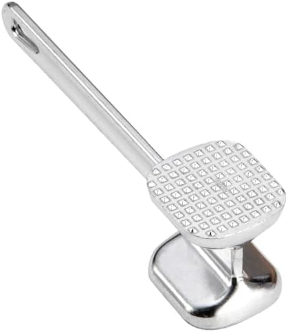 TableCraft 3005 Meat Tenderizer, Heavy Duty Double-Sided Meat Hammer, Cast Aluminum, Commercial Grade, Coarse and Flat Sides, Dishwasher Safe, 10.25" x 2.875", Silver