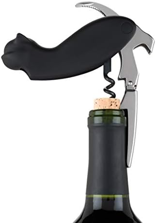 True Zoo Allie the Black Cat Corkscrew Wine Opener with Built-in Bottle Opener & Sharp Foil Cutter, Stainless Steel and Plastic, Home Bar, Kitchen, Travel, Novelty Gifts, Set of 1