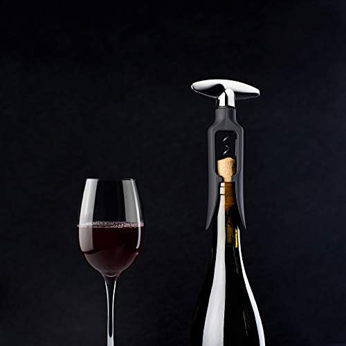 True Self Pulling Corkscrew Wine Opener, Durable Plastic with Easy Turn Chrome Handle, Wine Bottle Opener for Bartenders, Home Bar Tools, Bar Cart Accessories, Kitchen Essentials, Set of 1, Black