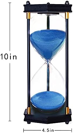AKAKA MUNING Large Hourglass Timer 60 Minute, Hexagon Wood Sandglass, Blue