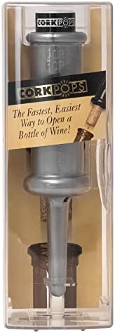 Cork Pops Original Wine Bottle Opener, 6.5 Inch – Made in USA, Effortless Push-Button Cork Removal, Includes Cartridge (Opens Up to 60 Bottles) (Silver, 1 Cartridge)