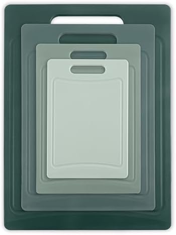 COOK WITH COLOR Non-Slip Cutting Board Set – Kitchen Essentials with Easy Grip Handle for Meat, Veggies, and Fruits, 4 Cutting Boards, Mint