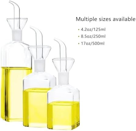 Olive Oil bottle, Olive Oil Dispenser, Olive Oil Vinegar Cruet, Cooking Wine Cotainer Salad Dressing Glass Oil Bottle, Vinaigrette Oil Dispenser for Kitchen or BBQ(4.2oz, Set of 2)