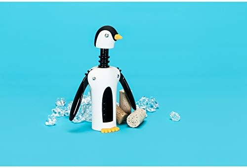 True Zoo Kingsley the Penguin Corkscrew Wine Opener, Winged Design with Easy Grip Soft Touch Wings, Stainless Steel and Plastic with Sharp Screw for Wine Bottles, Home Bar, Kitchen, Novelty Gifts