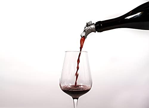 TXOKO Premium Stainless Steel Wine Pourer, Aerator and Decanter - Pour Spout for Red, White and Rose Wine, Liquor and Olive Oil! Gift Box Packaging includes extra stopper.