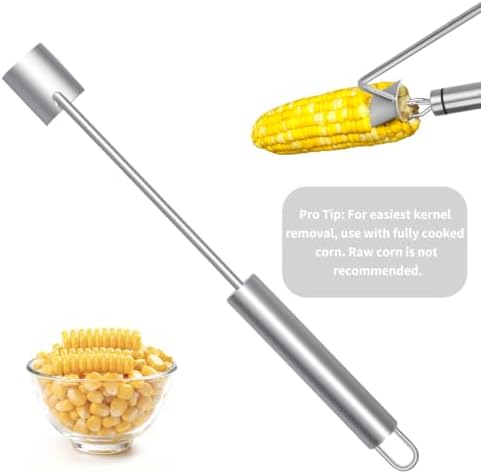 Professional Corn Peeler for Corn on the Cob, 1-Pack Stainless Steel Corn Stripper Tool with Long Handle & Safety Guard, Efficient Corn Kernel Remover for Kitchen, Wedding Favors, Party Supplies (1)