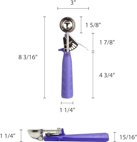 TrueCraftware- 3/4 oz Portion Scoop #40 Stainless Steel with Triangle Orchid Handle- Ice Cream Scoop Cookie Scoop for Cookie Dough Batter