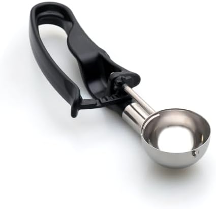 Size 30 BLACK (1.03 oz.) VODOMAX Commercial Food Disher, 1 oz. Disher, Stainless 18-10, Non-Spring Design, #30 Scoop, Heavy-Duty Ice Cream Disher, Ice Cream Scooper, Food Disher