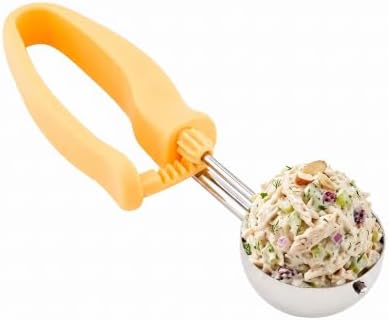 Restaurantware Comfy Grip 2 Ounce Gelato Scoop 1 Ambidextrous Ice Cream Scoop - Built-In Blade Bright Handle Yellow Stainless Steel Cookie Dough Scoop Comfortable Grip For All Ingredients