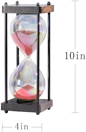 Rainbow Hourglass Timer 60 Minute, Wooden Sand Timer, Red