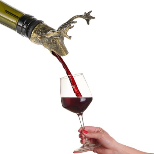 Happyyami Christmas Wine Aerators Stag Head Wine Pourer Elk Head Deer Wine Aerator Reindeer Bottle Pourer Christmas Holiday Party Table Decoration