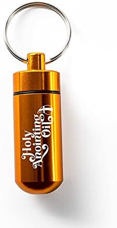 Myrrh Anointing Oil from Israel Boxed Gift Set with Dispenser, Holy Jerusalem Oil & Gold Metal Keychain Bottle Container, Plastic Dropper & Small Glass Vial, Aceite Ungido y Botella