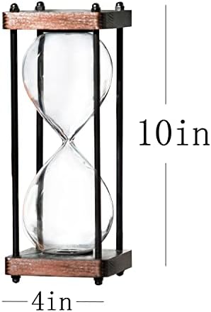 SAMLONG Large Fillable Hourglass Timer, Empty Decorative Wooden Sandglass