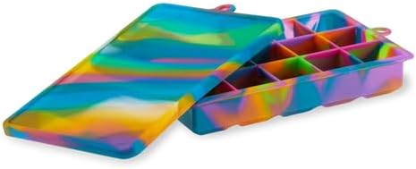 Host Ice Cube Tray with Lid, Makes 15 1.25" Cubes, Durable Silicone Trays, Perfect for Cocktails, Beverages, Mocktails, Iced Coffee, Tea, Infused Water, Kitchen Essentials, Set of 1, Colored Marble