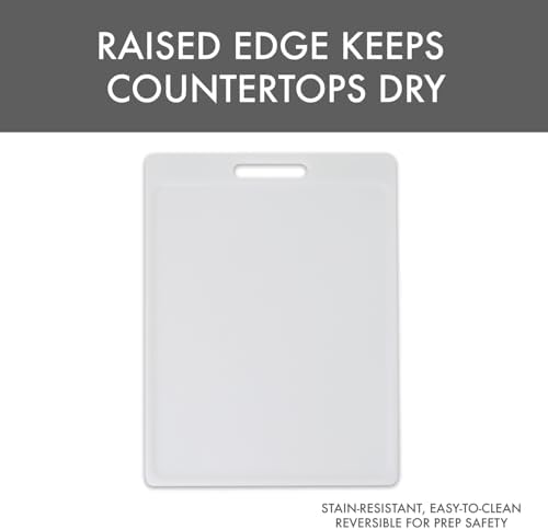 Dexas NSF Certified Polysafe Cutting Board with Handle, 11 x 14.5 Inches, Reversible Kitchen Cutting Board, White