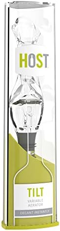 Host Tilt Variable Wine Aerator Pourer, Preserve Wine, Bottle Sealer, Wine Stopper, Drip Free Pourer, Aerating Wine Cork Spout, BPA-Free Plastic, Stand Included, Clear