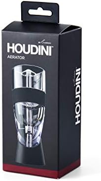 Houdini Red Wine Aerator with Base, 6 inches, Black/Silver