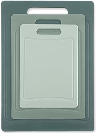 COOK WITH COLOR Non-Slip Cutting Board Set – Kitchen Essentials with Easy Grip Handle for Meat, Veggies, and Fruits, 3 Cutting Boards, Mint