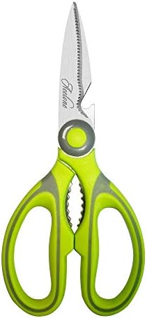 Kitchen Shears, Premium Heavy Duty Shears Ultra Sharp Stainless Steel Multi-function Kitchen Scissors for Chicken/Poultry/Fish/Meat/Vegetables/Herbs/BBQ… (Light Green) (Pack of 2)
