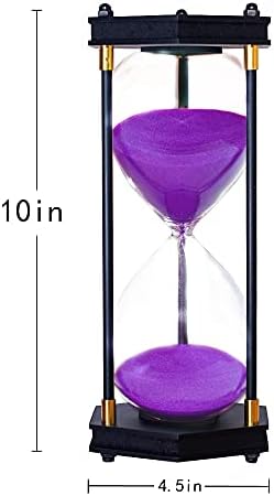 AKAKA MUNING Large Hourglass Timer 60 Minute Hexagon Wood Sandglass, Purple