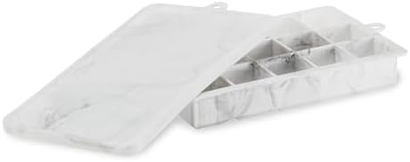 Host Ice Cube Tray with Lid, Makes 15 1.25" Cubes, Durable Silicone Trays, Perfect for Cocktails, Beverages, Mocktails, Iced Coffee, Tea, Infused Water, Kitchen Essentials, Set of 1, Marble