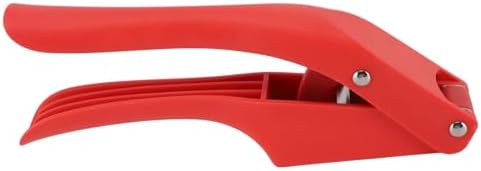 Dpofirs Garlic Press, Multipurpose Garlic Mincer Tool Efficient Easy to Squeeze Ergonomic Handle 2 in 1 for Kitchen (Red)