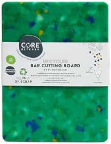 Core Home Upcycled BPA Free 6 x 8 Inch Made of Post Industrial Recycled Plastic Materials Charcuterie Platter Non-Slip Chopping Cutting Board, Green Confetti