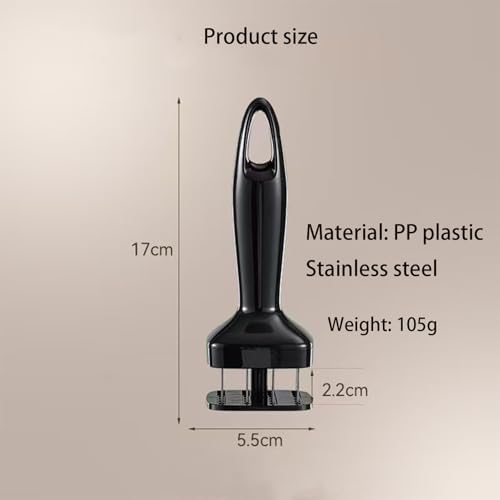 5.5 * 17CM Meat Tenderizer,Steak Tenderizer,Chef Meat Tools,304 Stainless Steel Needle(Black,1PCS)