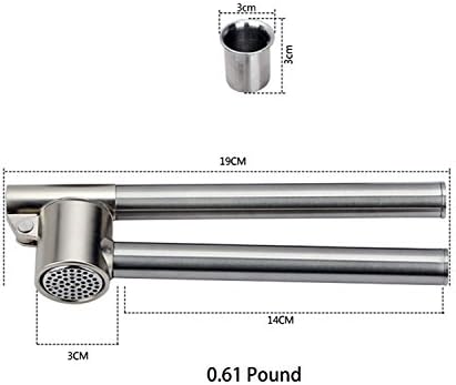 Stainless Steel Garlic Press Extended Handle Heavy Duty Garlic Mincer and Crusher Manual Kitchen Tool