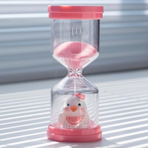 10 Minute Sand Timer,Hourglass Timer in Macaron Pink with Duck Pattern