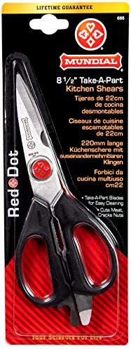 Mundial BP666 Red Dot 8.5 in Take-Apart Kitchen & Utility Shears – High Carbon Stainless Steel Blades, Ergonomic Handles, Detachable for Easy Cleaning, NSF Certified