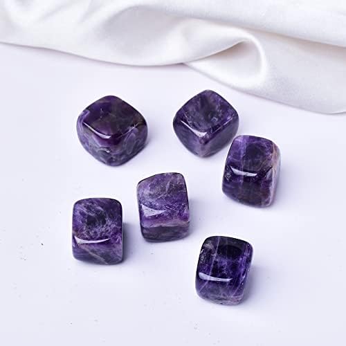 Amethyst Whiskey Stones Chilling Crystal Ice Cubes for Drinks Whiskey Rocks 0.7-0.8" Wine Cubes Gifts for Women Set of 6