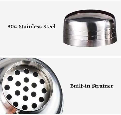24oz Cocktail Shaker Set, Bartender Kit with Martini Shaker + Bar Spoon + Jigger, 304 Stainless Steel Drink Mixer Cocktail Kit with Built-in Strainer for Margarita Bartender Alcohol Gifts