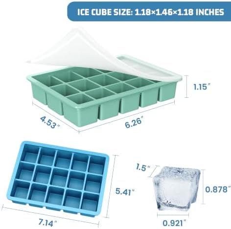 Ice Cube Tray with Lid, 3 Pack 45 Cubes Silicone Stackable Ice Cube Trays for Freezer with Removable Lids, Easy Release & BPA Free Molds for Whiskey, Cocktail, Coffee, Matte