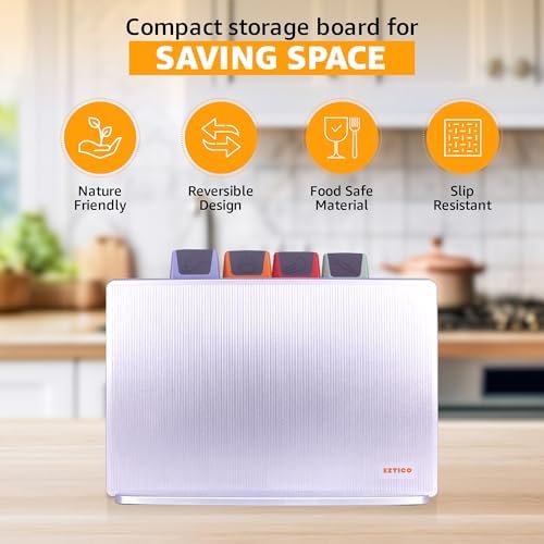 4-Piece Non-Toxic Cutting Board Set 12"L x 9"W with Premium Scissors and Holder (Tall Silver)